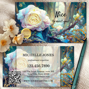 Künstlerischer Blumen-Logo-QR-Code Visitenkarte