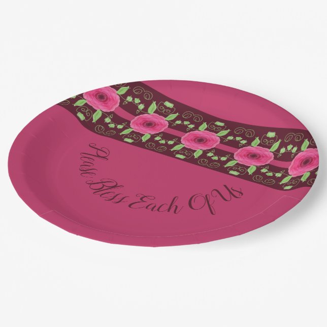 Künstlerischer Blumendesigner Pappteller (Schrägansicht)