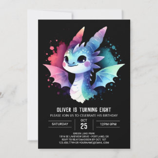 Künstlerischer Charming Dragon Birthday Einladung