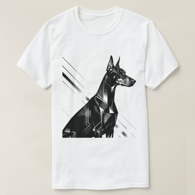 Künstlerischer Dobermann Pinscher & Wasserfarben D T-Shirt (Design vorne)