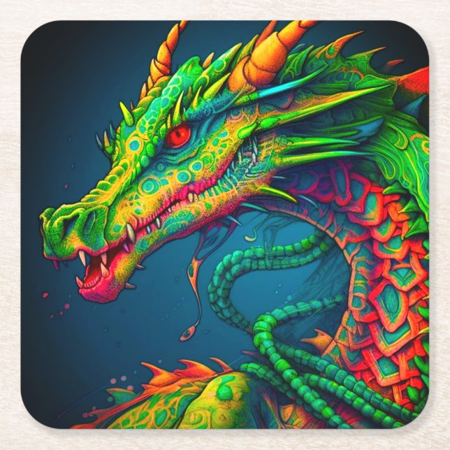 Künstlerischer Drache Rechteckiger Pappuntersetzer (Vorderseite)