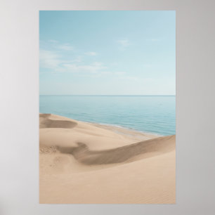 Künstlerischer Druck von Sandstrand und Küstenozea Poster