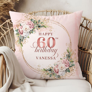 Künstlerischer Dusty Pink Wasserfarbe Boho 60. Geb Kissen