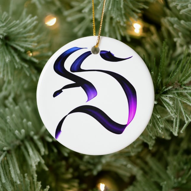 Künstlerischer Elegant Monogram Calligrafy Letter  Keramik Ornament (Baum)