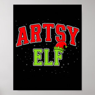 Künstlerischer Elf Weihnachten Familie Passende Gr Poster