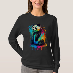 Künstlerischer farbenfroher Pop bemalter Panda T-Shirt