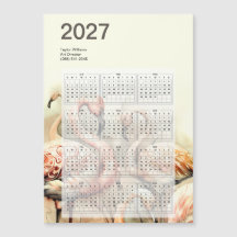 Künstlerischer Flamingo-Kalender 2027 mit magnetis