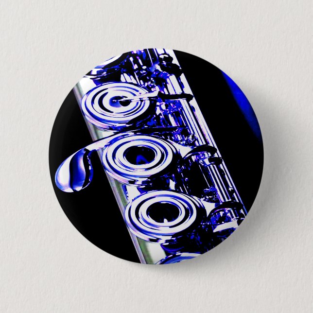 Künstlerischer Flute Silber Metall Schöner Spaß Button (Vorderseite)