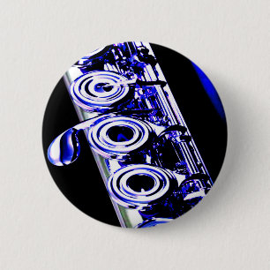 Künstlerischer Flute Silber Metall Schöner Spaß Button