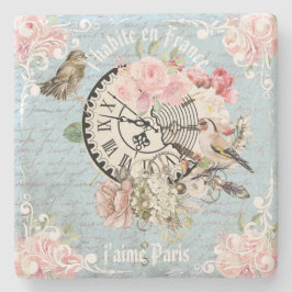 Künstlerischer französischer Stil Vintag Ephemera  Steinuntersetzer