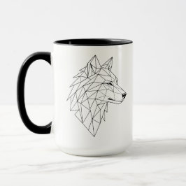 Künstlerischer geometrischer Wolfskopf Keramik-Kaf Tasse