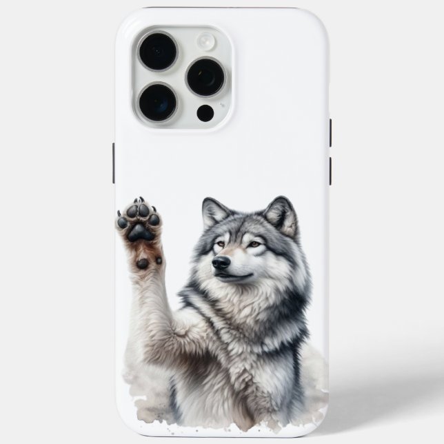 Künstlerischer Grauer Wolf in Wasserfarbe Case-Mate iPhone Hülle (Rückseite)