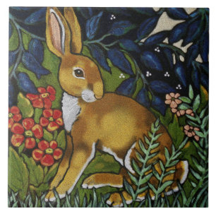 Künstlerischer Hase Wald im Stil von William Morri Fliese