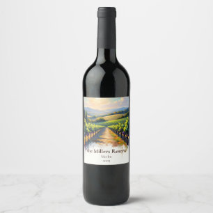 Künstlerischer impressionistischer Weinberg-Sonnen Weinetikett