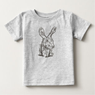 Künstlerischer Kaninchen-Hase-Baum-Tier-Natur Baby T-shirt