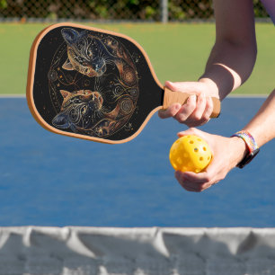 Künstlerischer Katzenkreis Zwillingskatzen Pickleball Schläger