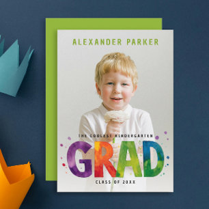 Künstlerischer Kindergarten Graduate  grünes Foto Ankündigung
