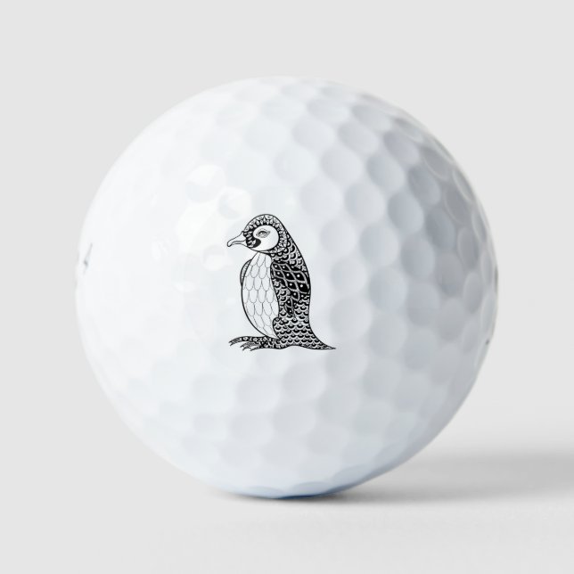 Künstlerischer König Penguin Zendoodle Golfball (Vorderseite)