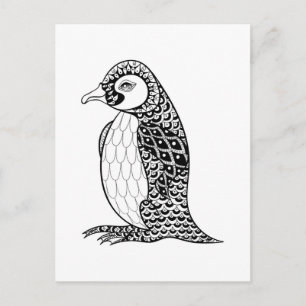 Künstlerischer König Penguin Zendoodle Postkarte