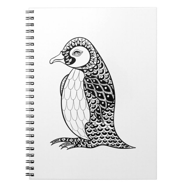 Künstlerischer König Pinguin Zendoodle Notizblock (Vorderseite)