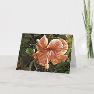 Künstlerischer Peach Hibisken Art Note Card Karte