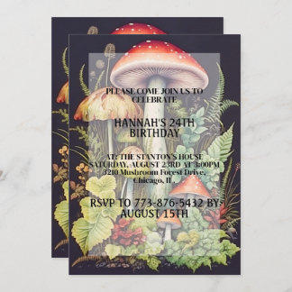 Künstlerischer Pilzwald Print Geburtstagsparty Einladung