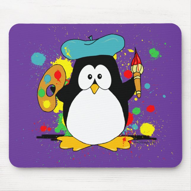 Künstlerischer Pinguin Mousepad (Vorne)