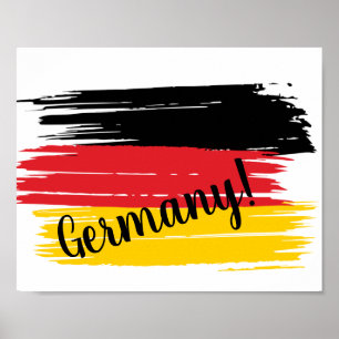 Künstlerischer Pinselstrich Deutschlandflagge   Poster