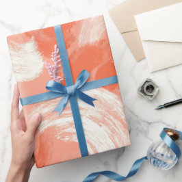 Künstlerischer Pinselstrich Koralle Pfirsich Abstr Geschenkpapier