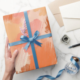 Künstlerischer Pinselstrich Koralle Pfirsich abstr Geschenkpapier