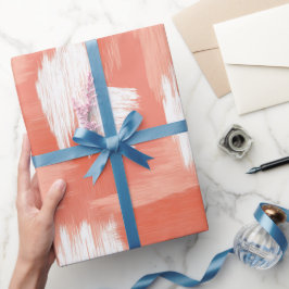 Künstlerischer Pinselstrich Korallen-Pfirsich Abst Geschenkpapier