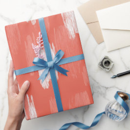 Künstlerischer Pinselstrich Korallenrosafarbenes a Geschenkpapier