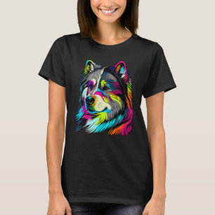 Künstlerischer Pop bemalt Alaskan Malamute T-Shirt