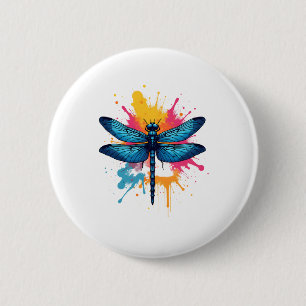 Künstlerischer Pop Malerische Drachenfliege Button