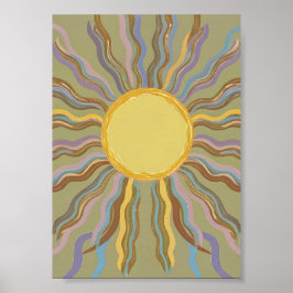 Künstlerischer Retro-Sonnenstrahl Minimalistisches Poster