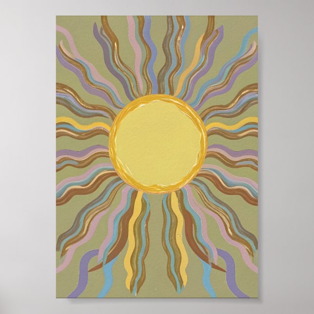 Künstlerischer Retro-Sonnenstrahl Minimalistisches Poster (Vorne)