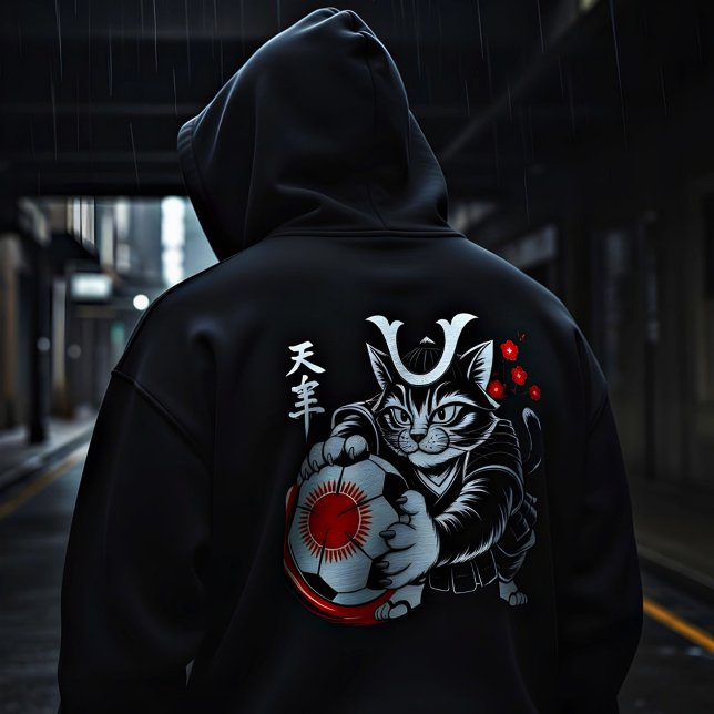 Künstlerischer Samurai-Katz Japan-Fußball für Fußb Hoodie (Von Creator hochgeladen)