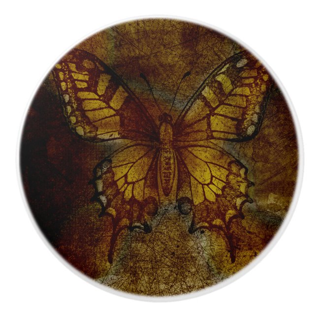 Künstlerischer Schmetterling Keramikknauf (Vorderseite)