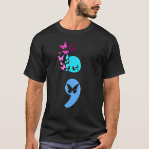 Künstlerischer Semicolon Butterfly Suizidverhütung T-Shirt