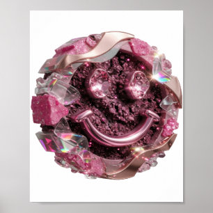 Künstlerischer Silber-HAPPY-FACE-Druck Poster