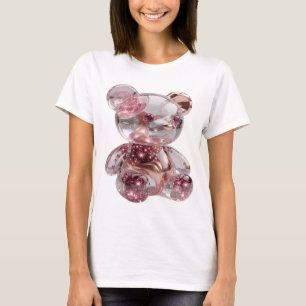 Künstlerischer Silber-ROSE GOLD-TEDDYBÄR-Abdruck T-Shirt
