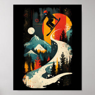 Künstlerischer Snowboarder auf Abstrakten Männern  Poster
