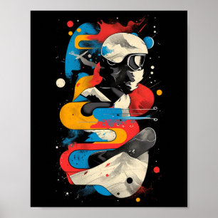Künstlerischer Snowboarder auf Abstrakten Männern  Poster