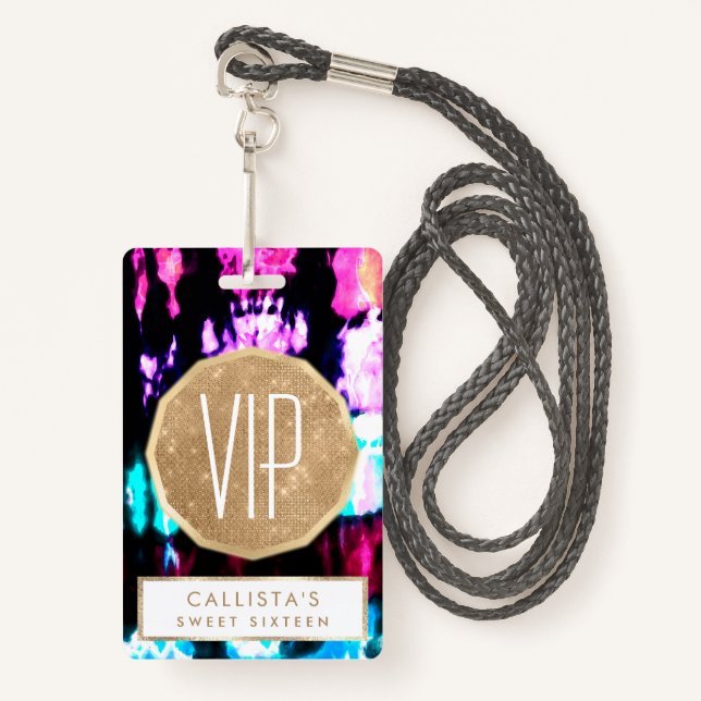 Künstlerischer Sommer Aquamarin Schwarz Farbige Ge Ausweis (Vorderseite mit Schlüsselband)