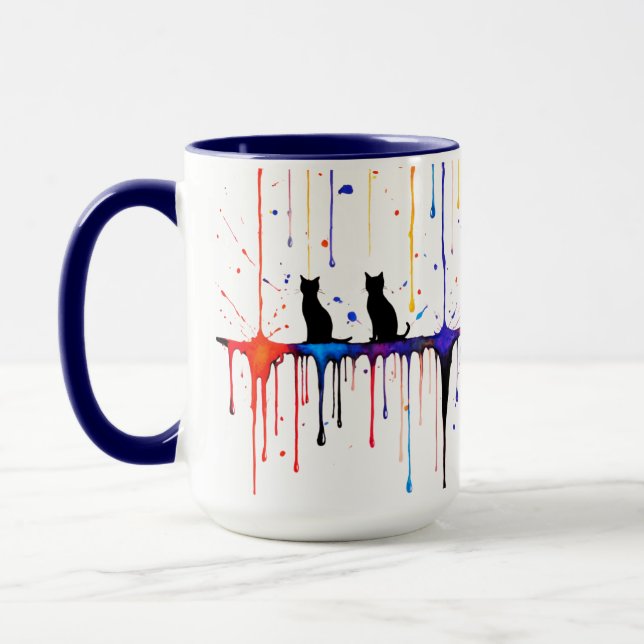 Künstlerischer Splatter-Katzenbecher Tasse (Links)