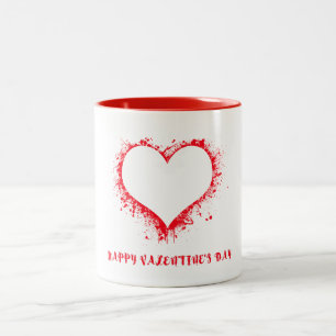 Künstlerischer Spritzherz-Valentinstag-Kaffeebeche Zweifarbige Tasse