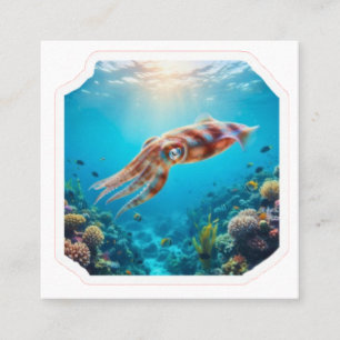 Künstlerischer Tiefsee-Tintenfisch - Geheimnisvoll Quadratische Visitenkarte