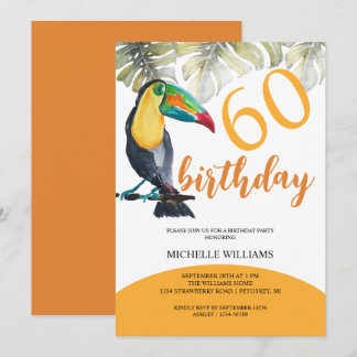 Künstlerischer Tukan Tropische Party Aquarell Einladung