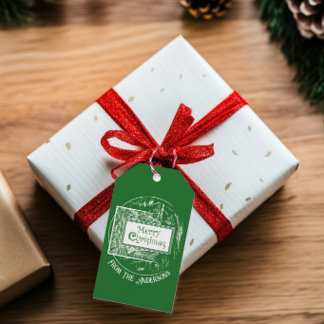 Künstlerischer Vintage Retro Frohe Weihnachten Ben Geschenkanhänger