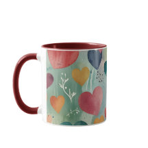 Künstlerischer Wasserfarben-Herzen Zweiton-Kaffeeb